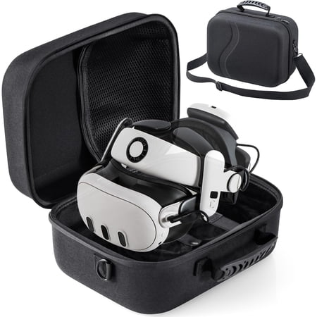 STARTRC GAMES Hard Shell Carrying Case for Meta Quest 3, Large Travel Bag with Elite Battery Strap Slot, VR Headset Storage and Accessory Organizer