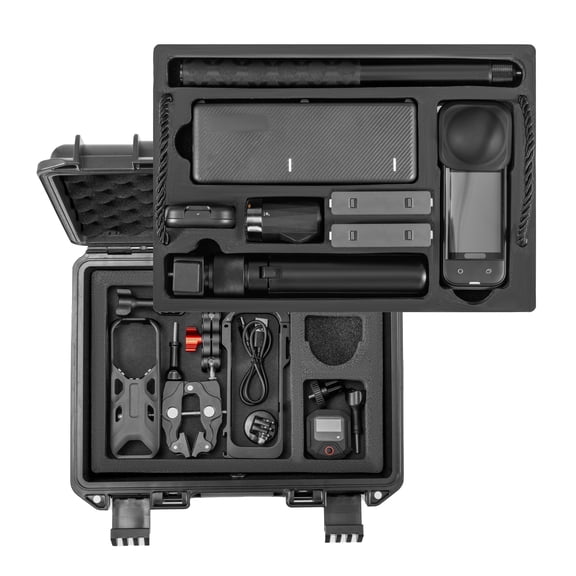 STARTRC VCR Hard Case for Insta360 X5 Bundle Double Layers Large Capacity Organizer IP67 Travel Hard Carrying Case for Insta 360 X5 114cm Invisible Selfie Stick Accessories