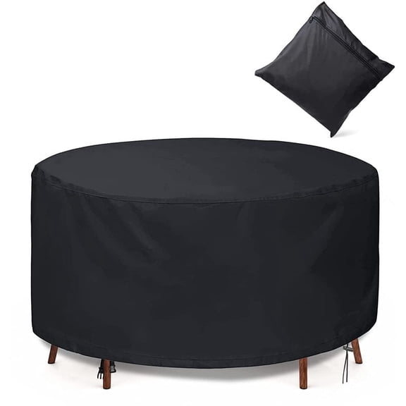STARTWO Furniture Covers, Black 420D PU Round Table Cover