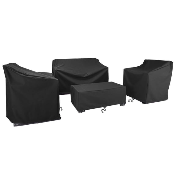 STARTWO Outdoor Rattan/Wicker Chair Furniture Cover Set, 4-Piece, 600D Heavy Duty Water-Resistant Fabric (Black)