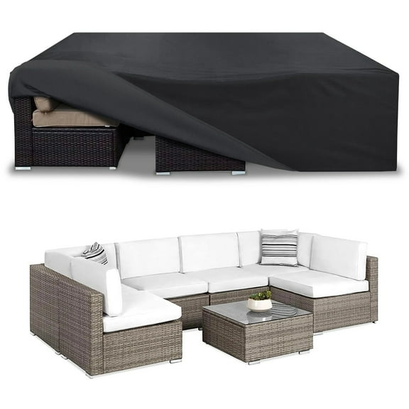STARTWO Patio Furniture Covers Heavy Duty Outdoor Sectional Sofa Cover with Windproof Buckles & Perspective Window