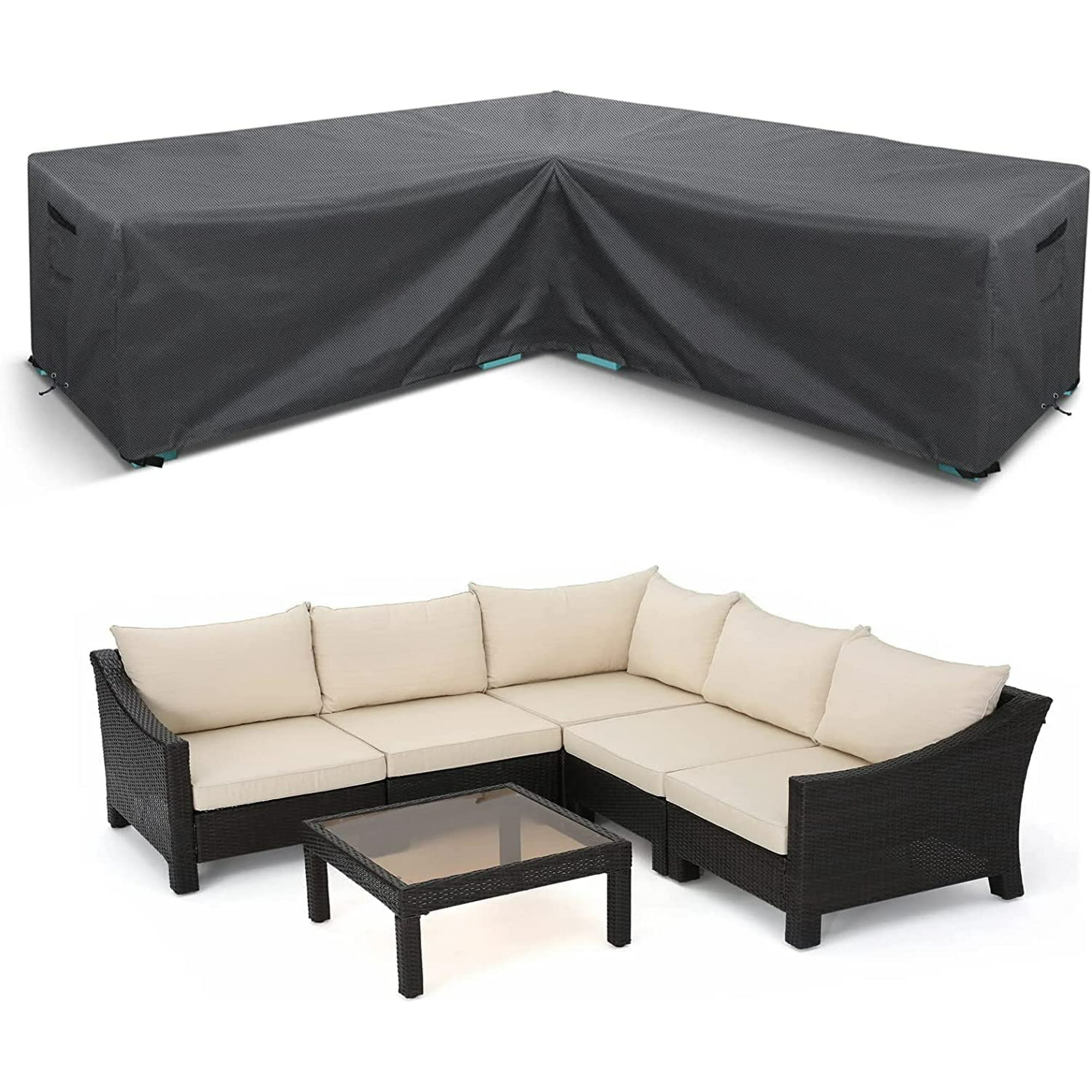 STARTWO Patio V Shaped Furniture Sectional Sofa Cover Thickened