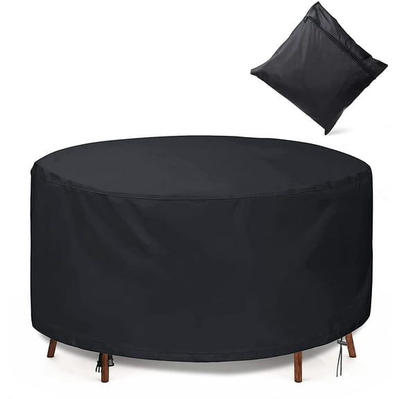 STARTWO Round Patio Table Cover Waterproof Heavy-Duty Cover for Garden Table Set UV Resistant Dustproof & Anti-Fading Protection