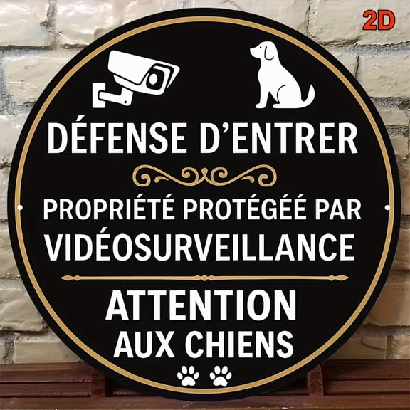 STARVA Aluminum No Entry Warning Sign with Security Camera & Dog Patrol - 8x8 Inch Durable Metal Wall Sign for Garden Fence Secu