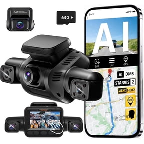 HUPEJOS STARVIS 2 4K Dash Cam with Driver Monitoring System, 360 4 Channel Dashcam Front and Rear Inside, 3" Touch Screen Car Camera, 64G Card Included, 5G Wi-Fi GPS, HDR Night Vision, Parking Mode