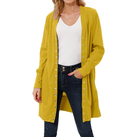 Women Button Down Solid Color Cardigan