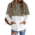 thumbnail image 1 of STARVNC Women Colorblock Pocket Hooded Long Sleeve Sweatshirt, 1 of 5