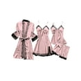thumbnail image 1 of STARVNC Women Contrast Color Lace Trim Lace Up 4-Piece Pajama Set, 1 of 5