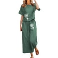 thumbnail image 1 of STARVNC Women Dandelion Print Short Sleeve Wide Leg Pants Loungewear Sets, 1 of 3