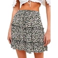 thumbnail image 1 of STARVNC Women Floral Print High Waist Ruffle Hem Drawstring A-Line Mini Skirt, 1 of 7