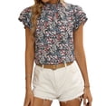 thumbnail image 1 of STARVNC Women Floral Print Mock Neck Tiered Ruffle Sleeve Blouse, 1 of 7