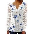 thumbnail image 1 of STARVNC Women Floral Print V Neck Buttons Lace Long Sleeve Top, 1 of 2