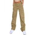 thumbnail image 1 of STARVNC Women High Waist Multi Pockets Zip Up Cargo Washed Distressed Pants, 1 of 5