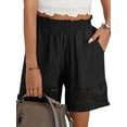 thumbnail image 1 of STARVNC Women Hollow Out Ruffle High Waisted Smocked Pocket Shorts, 1 of 7