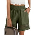 thumbnail image 1 of STARVNC Women Hollow Out Ruffle High Waisted Smocked Pocket Shorts, 1 of 7