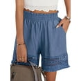 thumbnail image 1 of STARVNC Women Hollow Out Ruffle High Waisted Smocked Pocket Shorts, 1 of 7