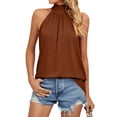 thumbnail image 1 of STARVNC Women Lace Up High Neck Sleeveless Pleated Top, 1 of 7