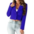 thumbnail image 1 of STARVNC Women Lapel Collar Long Sleeve One Button Cropped Blazer, 1 of 8