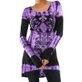 thumbnail image 1 of STARVNC Women Long Sleeve Boho Printing Colorblock Splice Tunic Top, 1 of 7