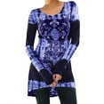 thumbnail image 1 of STARVNC Women Long Sleeve Boho Printing Colorblock Splice Tunic Top, 1 of 3