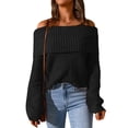thumbnail image 1 of STARVNC Women Off Shoulder Long Sleeve Ribbed Knit Sweater, 1 of 5