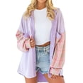 thumbnail image 1 of STARVNC Women Plaid Patchwork Single Breasted Pockets Long Sleeve Top, 1 of 7