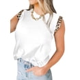 thumbnail image 1 of STARVNC Women Round Neck Sleeveless Frill Stitching Leopard Printed Top, 1 of 2