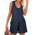thumbnail image 1 of STARVNC Women Scoop Neck Sleeveless Shorts With Pockets Waffle Jumpsuit, 1 of 4
