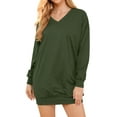 thumbnail image 1 of STARVNC Women Solid Color V Neck Long Sleeves Sweatshirt with Pockets, 1 of 7