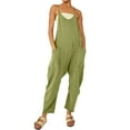 thumbnail image 1 of STARVNC Women Solid Color V Neck Sleeveless Pockets Jumpsuit, 1 of 9