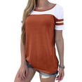 thumbnail image 1 of STARVNC Women Stripe Splice Short Sleeve Crew Neck Shirt, 1 of 2