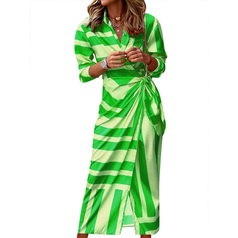 Lace-up Striped Long Sleeved Dress Lace-up Striped Long Sleeved Dress