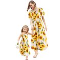 thumbnail image 1 of STARVNC Women Sunflower Print Smocked Maxi Dress Mom And Kids Matching Outfits, 1 of 5
