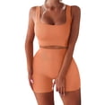 thumbnail image 1 of STARVNC Women U Neck High Waisted Ribbed Vest Shorts Yoga Set, 1 of 2