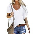 thumbnail image 1 of STARVNC Women V Neck Ruffle Short Sleeve Top, 1 of 2