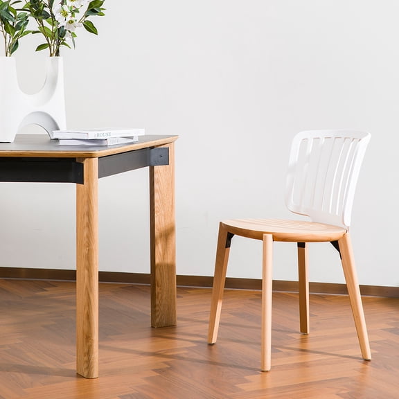 STARWAY Spindle-Back Dining Chair with Wood Seat and Leg, Polypropylene Backrest