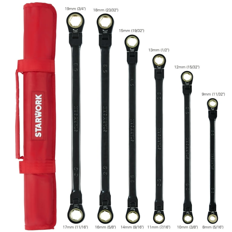 X-Large Ratcheting Combination Wrench Set with Roll (16-Piece) X-Large Ratcheting Combination Wrench Set with Roll (16-Piece)