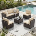 thumbnail image 1 of STARY 7 Pieces Outdoor Conversation Set, Patio Sectional PE Rattan Furniture Set for Backyard, Cream, 1 of 9