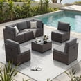 thumbnail image 1 of STARY 7 Pieces Outdoor Conversation Set, Patio Sectional PE Rattan Furniture Set for Backyard, Grey, 1 of 8