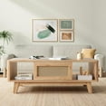 thumbnail image 1 of STARY Coffee Table, Mid Century Living Room Tables with Storage, Modern Square with Rattan Drawer, Wooden Living Room Table with Solid Wood Leg, 1 of 6