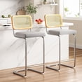 thumbnail image 1 of STARY Counter Height Bar Stools Set of 2, Upholstered Velvet Barstools with Rattan Back, 30 inch Height Stools Armless Bar Chairs for Kitchen Island(Light Grey), 1 of 9