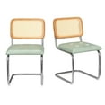 thumbnail image 1 of STARY Dining Chairs Set of 2, Mid-Century Modern Kitchen Chairs with Rattan Backrest & PU Leather Upholstery, Lake Blue, 1 of 8
