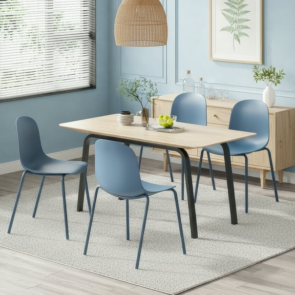 STARY Modern Plastic Stackable Dining Chair Set of 4 with Metal Legs for Indoor or Outdoor