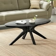 thumbnail image 1 of STARY Office Coffee Table, 47" Wood Coffee Tabletop with Wood Frame,Oval Coffee Table for Living Room,Bedroom,47 Inch,Black Tabletop and Frame, 1 of 7