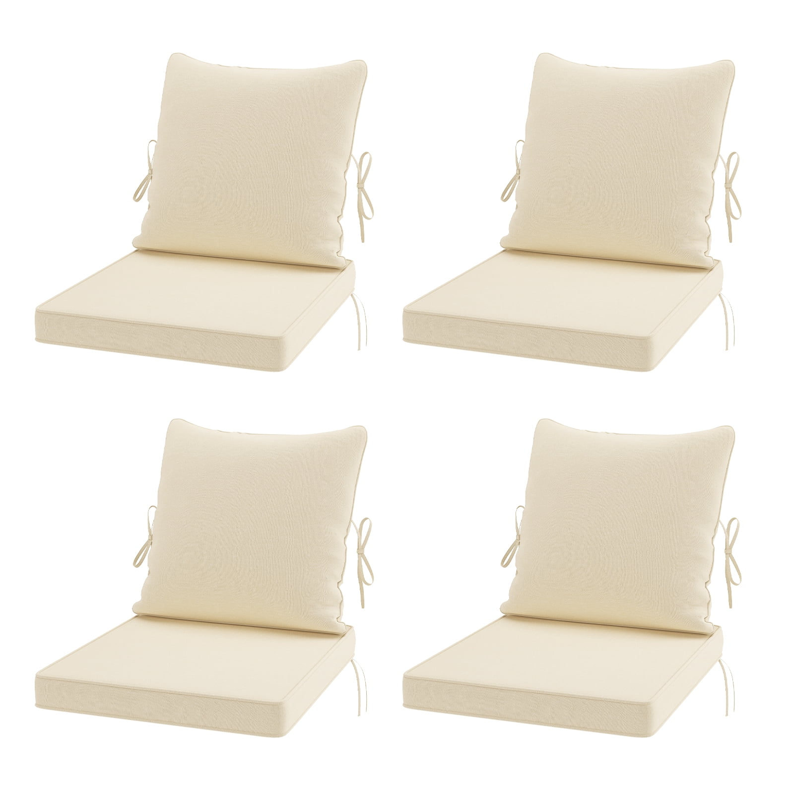 STARY Outdoor Deep Seat Cushions for Patio Furniture, 20"x20" Replacement Sectional Cushions for Outdoor Sofa, Armchair, 8 Pieces, Cream