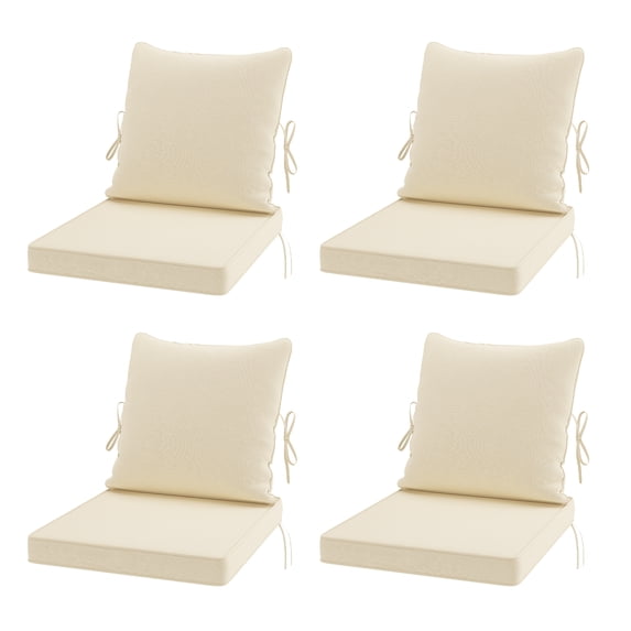 STARY Outdoor Deep Seat Cushions for Patio Furniture, 19"x19" Replacement Sectional Cushions for Outdoor Sofa, Armchair, 4 Pieces, Beige