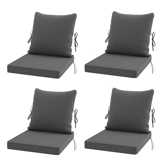 STARY Outdoor Deep Seat Cushions for Patio Furniture, 19"x19" Replacement Sectional Cushions for Outdoor Sofa, Armchair, 4 Pieces, Grey