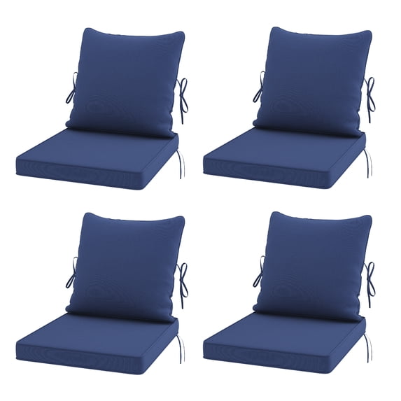 STARY Outdoor Deep Seat Cushions for Patio Furniture, 24"x24" Replacement Sectional Cushions for Outdoor Sofa, Armchair, 4 Pieces, Blue