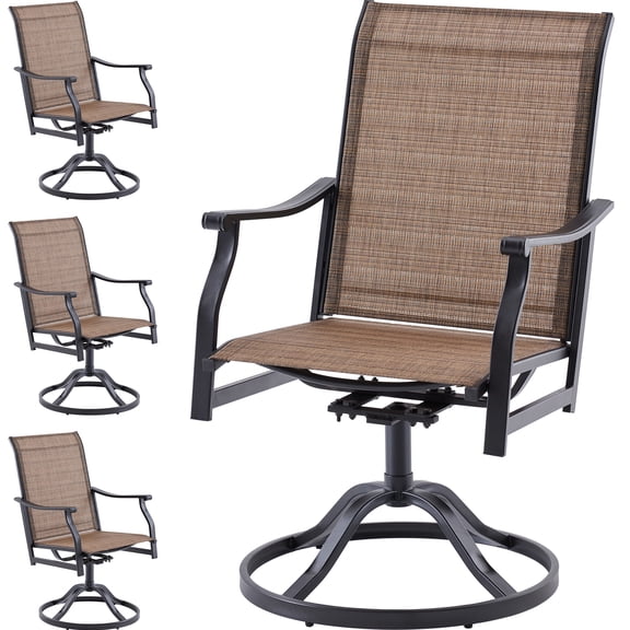 STARY Outdoor Dining Chairs Set of 4, 360°Swivel Patio Dining Chair with Textilene Fabric, Outdoor Metal Armchair All Weather Resistant, Ergonomic Comfort, Perfect for Patio, Backyard, Balcony