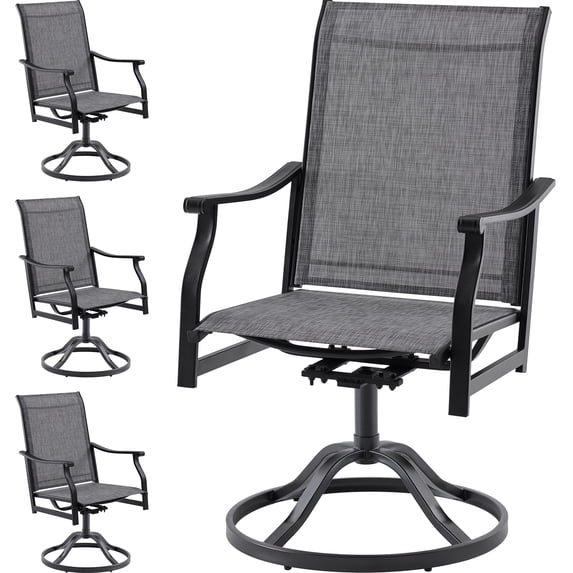 STARY Outdoor Dining Chairs Set of 4, 360°Swivel Patio Dining Chair with Textilene Fabric, Outdoor Metal Armchair All Weather Resistant, Ergonomic Comfort, Perfect for Patio, Backyard, Balcony